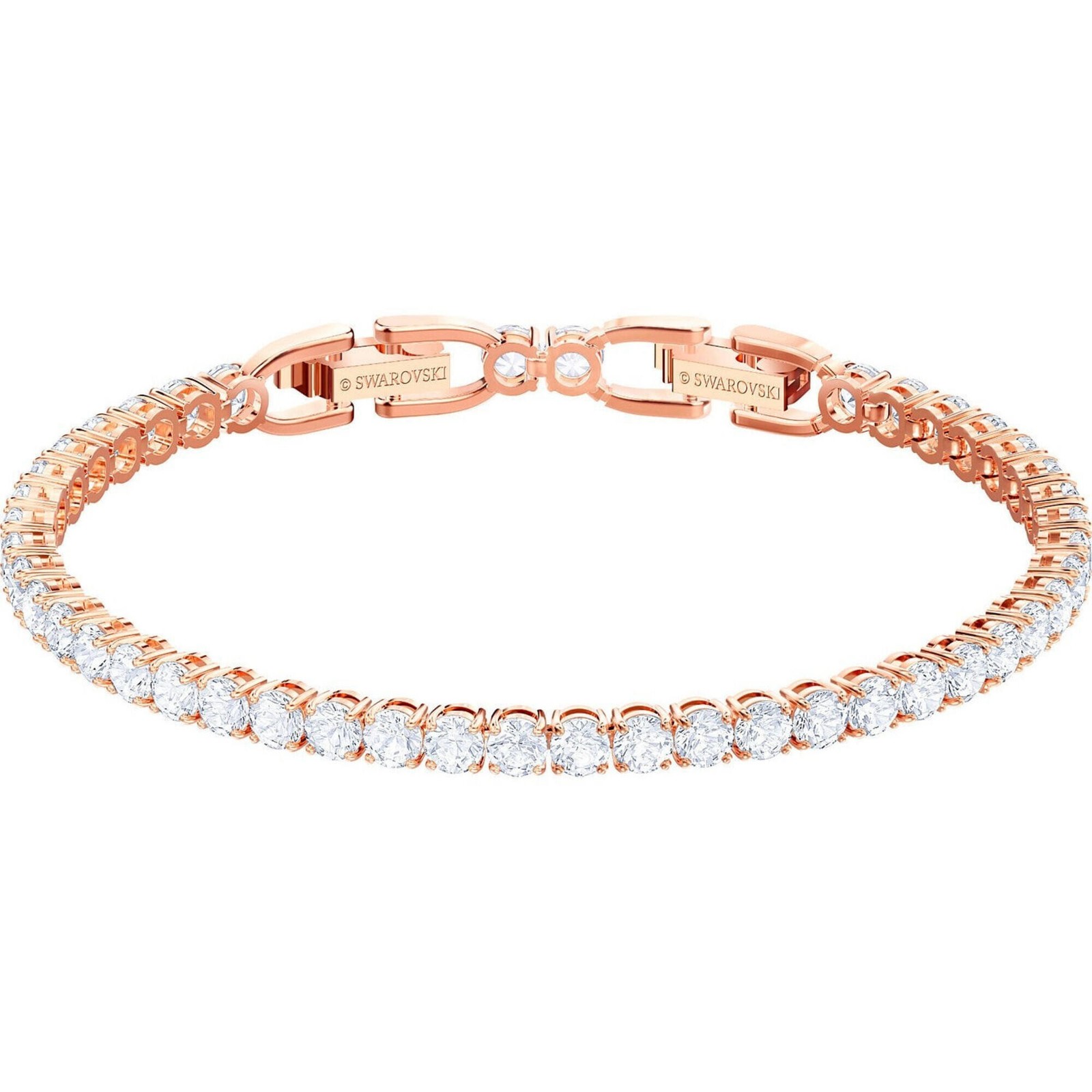 Swarovski Womens Bracelet Rose Gold Tone White Crystals Round Tennis 5464948 24490₽