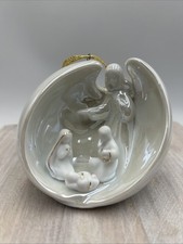 Porcelain Angel Nativity Gold Trim Light Iridescent Ornament Appletree Design