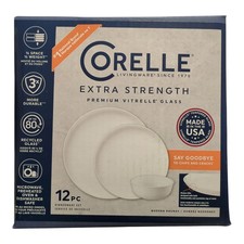 Corelle Set di Posate 12 Pezzi Moderne Rotonde Extra Resistenti, Bianco