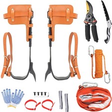 Tree Climbing Spikes Set with Professional Accessories, Adjustable Length Des...