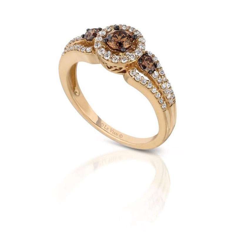 Le Vian 14K Yellow Gold Cocktail Ring 0.76 cts White Chocolate Diamonds - Size 7
