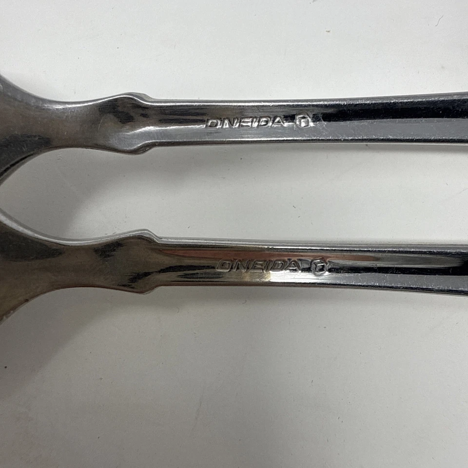 2 Oneida Cube Julliard Dinner Forks Stainless Steel Flatware Silverware 8 Inch - Image 4 of 4