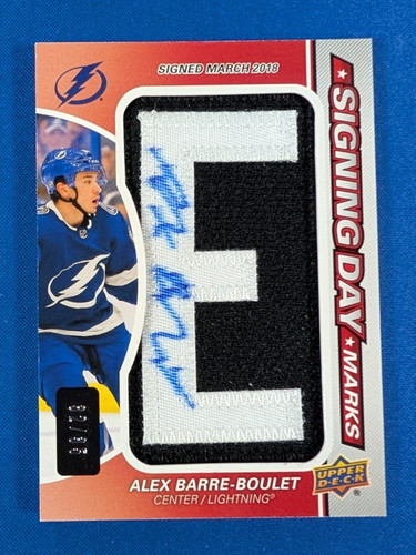 2020-21 Upper Deck SP Game Used Alex Barre-Boulet SIgning Day Marks Auto /35