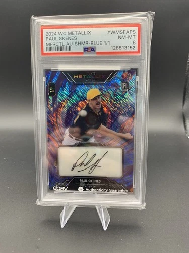 2024 Wild Card Metallix Blue Shimmer Paul Skenes Auto RC 1/1 PSA 8 Pirates