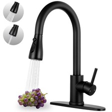 Matte Black Pull-Down Stainless Steel Kitchen Sink Faucet