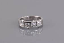 Sterling Silver Square Offset Ovar  Under Cubic Zirconia Band Ring 925 Sz: 8