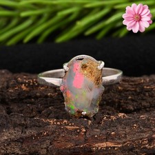 Ethiopian Opal Gemstone 925 Sterling Silver Ring Handmade Jewelry Ring For Gift