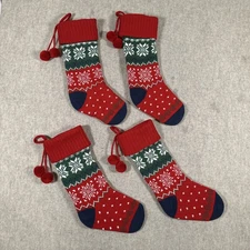 Winter Wonder Lane Christmas Stockings Multicolor Fair Isle Knit Lot Of 4