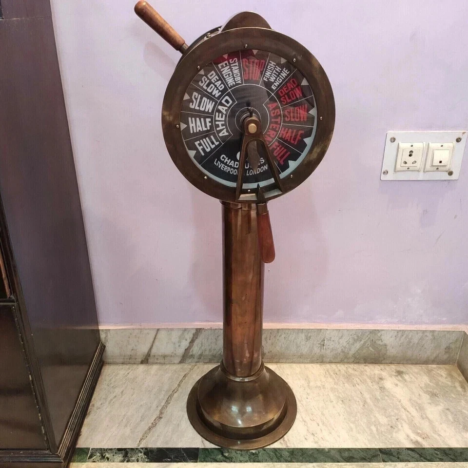 Telégrafo de motor de barco de latón vintage 43" - Decoración náutica marítima en funcionamiento Foto 2 de 4