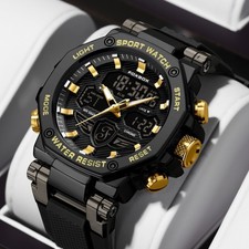 Men Sport Diver Wristwatch Digital Analog Waterproof Quartz LED Luxury Man Watch