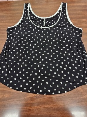 Soma Cool Nights Womens XXL Black White Polka Dot Sleep Tank Top Pajama Lounge