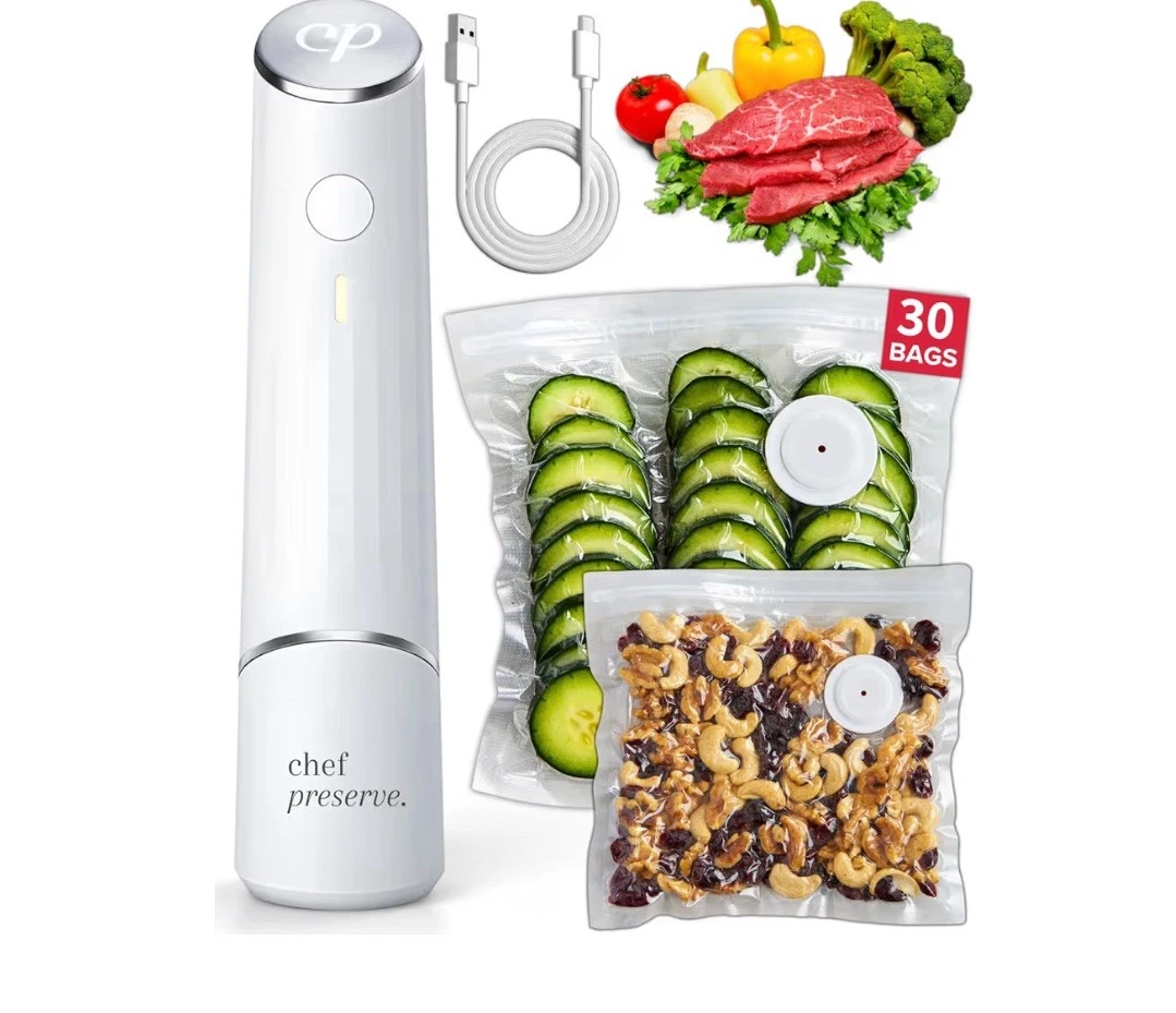 Chef Preserve Compact Vacuum Sealer for Food with 30 Reusable Bags