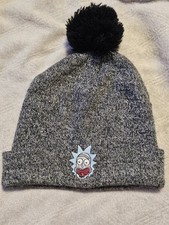 Rick and Morty Gray Beanie Hat with Black Pom Pom Adult Swim One Size Winter