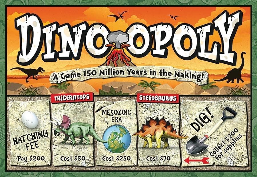 Dino-Opoly (Dinosaur Monopoly) Family Board Game By Cheatwell