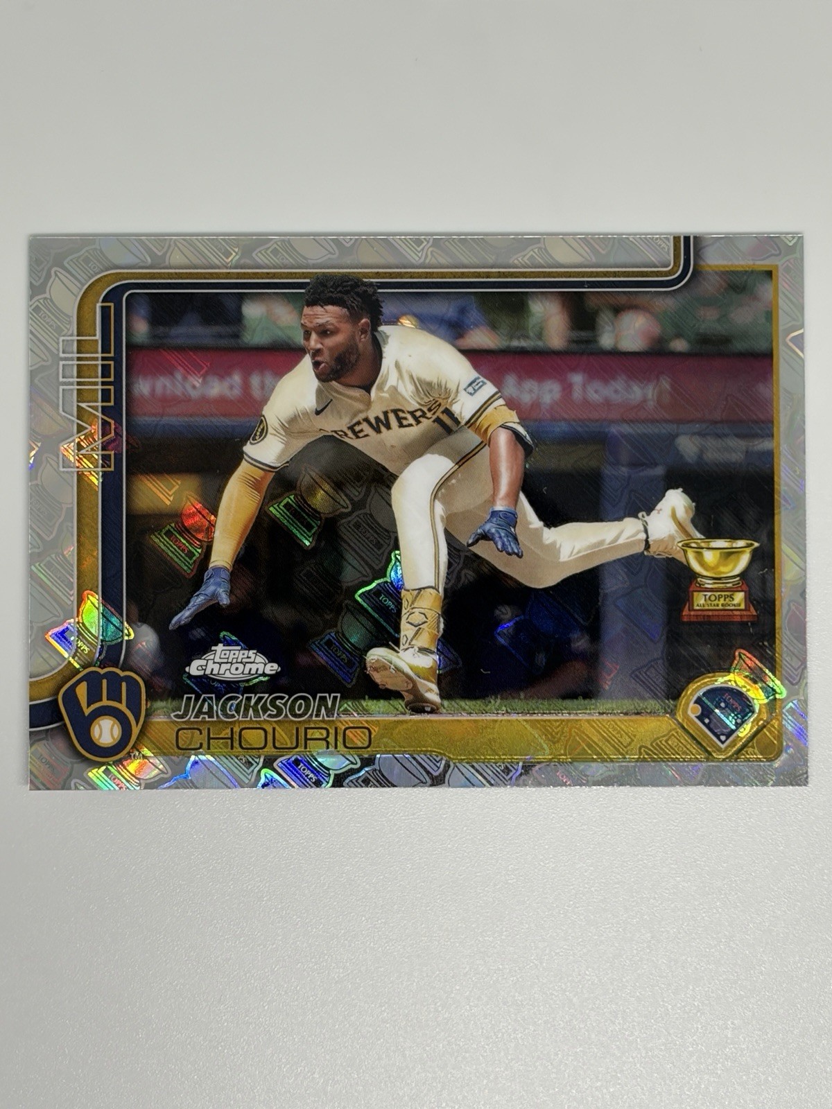 Jackson Chourio - 2025 Topps Chrome - #262 Lightboard Logo Refractor - Brewers