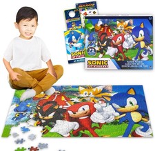 72 Piece Sonic the Hedgehog Floor Puzzle for Kids Jigsaw Puzzle Stickers Tattoos