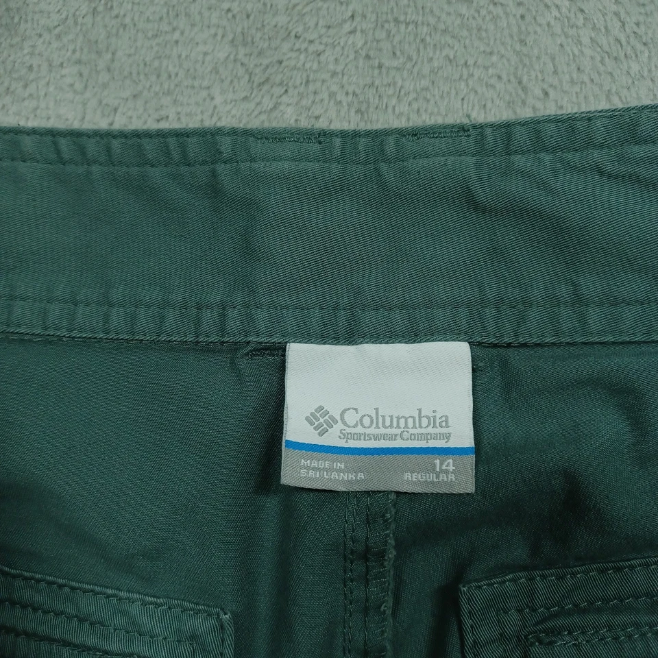 Pantalones Columbia para mujer 14 bolsillos verdes al aire libre rectos informales senderismo Foto 3 de 4