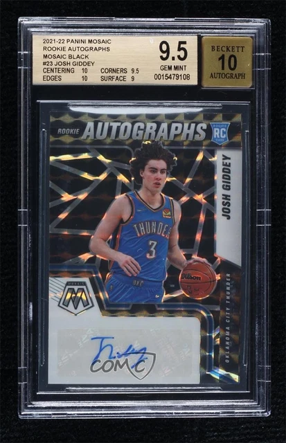 2021 Panini Mosaic Rookie Black Prizm 1/1 Josh Giddey BGS 9.5 GEM MINT Auto 15wb