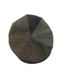 HARRIS TWEED Ladies Multicolour Wool One Size Flat Cap Pre Loved Classic Style