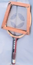unopened vintage tennis racket made in Belgium handcrafted handle and wood frame