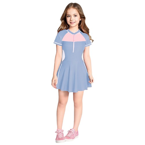 Kids Girls Swimsuit Cover Up Bathing Guard Dress Beach Swimwear Zip Front Suit - Picture 15 of 28