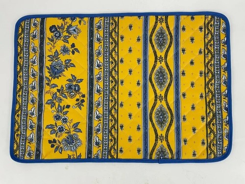 Tissus Toselli Table PLACEMAT Blue Yellow Provencal Rectangular Made France
