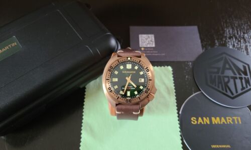 *** San Martin Bronze Captain Willard 6105 V2 Green Dial Turtle Watch (NEW) ***