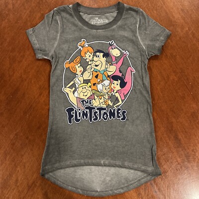 The Flintstones Shirt Womens Extra Small Gray Graphic Tee Cartoon TV Show