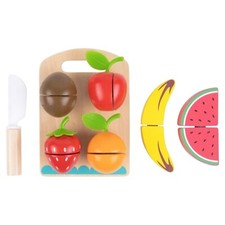 Wooden Cutting Fruits Toy 17 Piece Imaginative Play Food Set