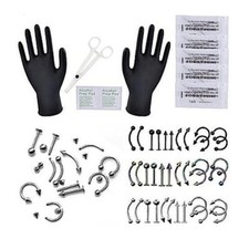 1 Set Body Piercing Tool Kit Ear Nose Belly Button Navel Nipple Needles