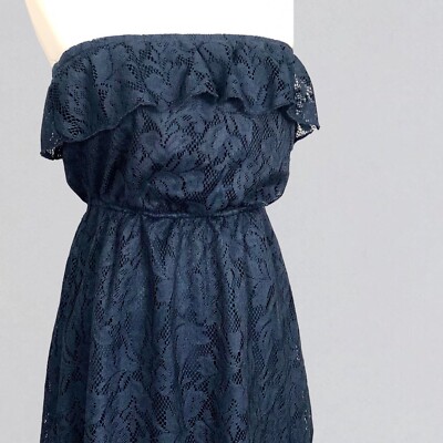 MAURICES Navy Blue Lace Crochet Strapless Dress Women's Size Medium | eBay