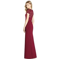 New Jenny Packham JP1001 Marquis Lace Crepe Burgundy Dress Size 8