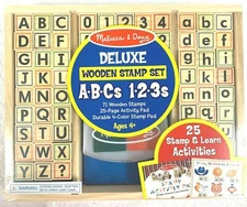 Melissa & Doug Deluxe Letters & Numbers Wooden Stamp Set
