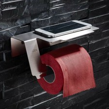 Brushed Nickel SUS304 Toilet Paper Holder with Shelf Screw Wall Mounted Square