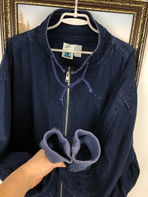 Vintage 90's Nike Challenge Court Denim Jean Jacket Acid Wash