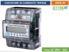 CONTATORE ENERGIA ELETTRICA TRIFASE SU GUIDA DIN 5-80A 4 MODULI 220V - 380V