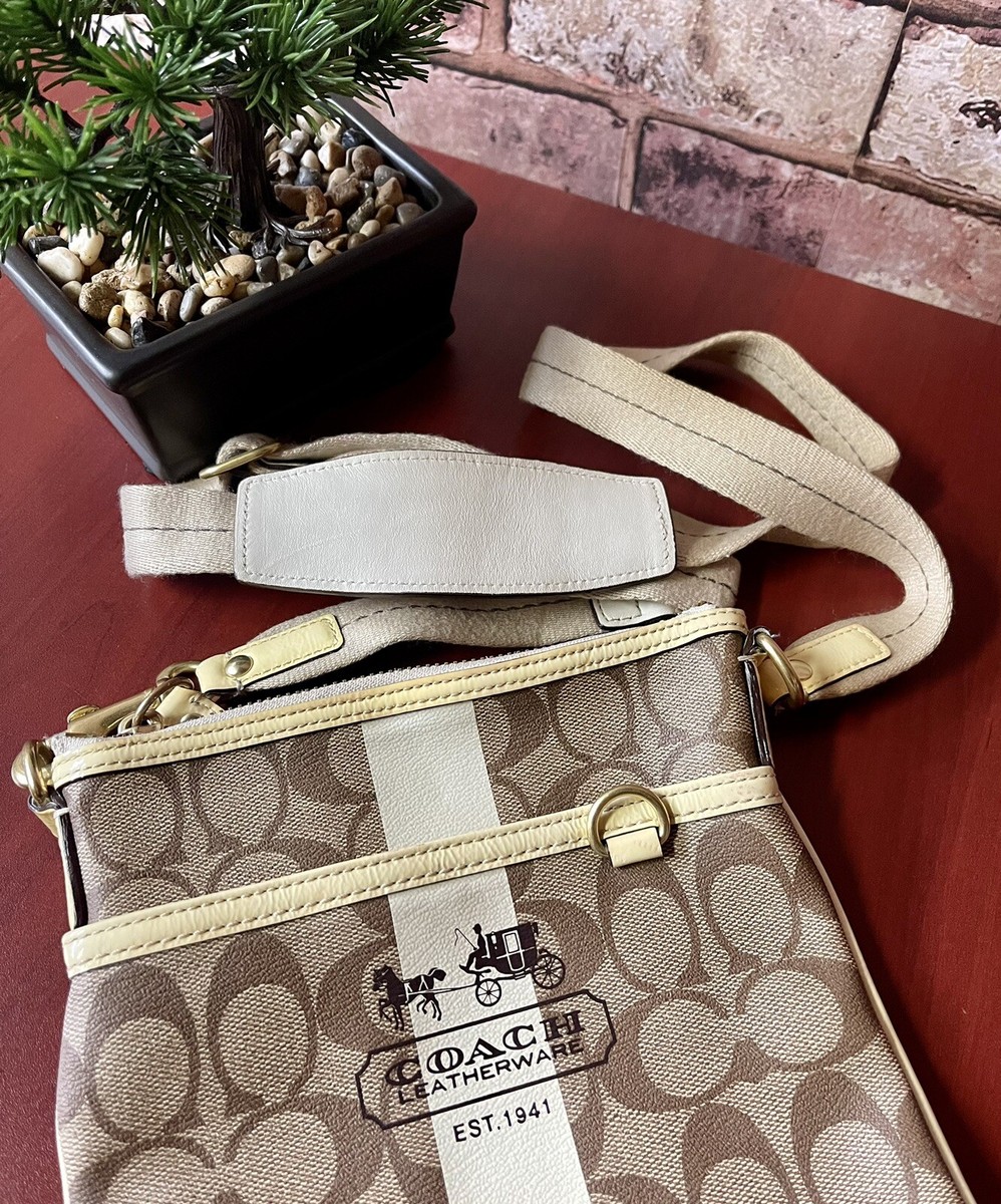 Authentic Coach Heritage Stripe Cross-body Bag Purse 40924  display picture 2