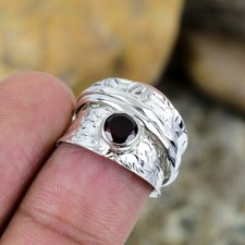925 Sterling Silver Garnet Spinner Ring Handmade Women Jewelry For Her B 35