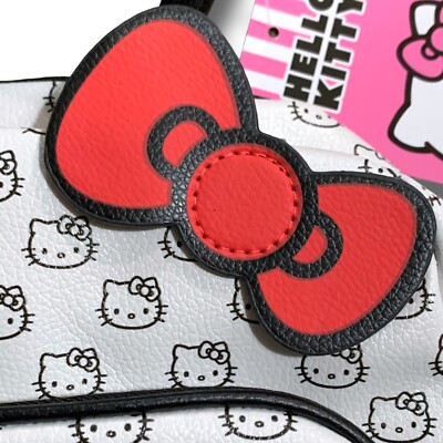 Sanrio Hello Kitty White & Black With Red Bow Mini Backpack  display picture 1