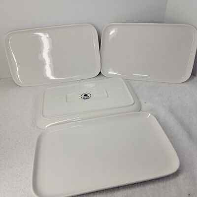 MALACASA Series White Porcelain Dinner Plate SET OF 4 Kitchen Dessert Rectangle