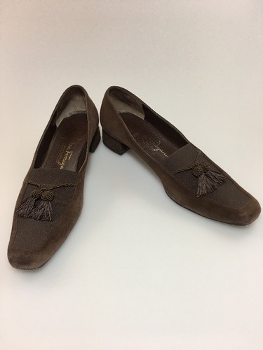 Salvatore Ferragamo Brown Suede Boutique Low Heel Loafer Shoes Size 7.5 AAAA - Picture 12 of 12