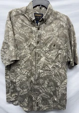 Vtg John Rich and Bros Woolrich Short Sleeve Button Up Shirt Men's L Jeep, Palm