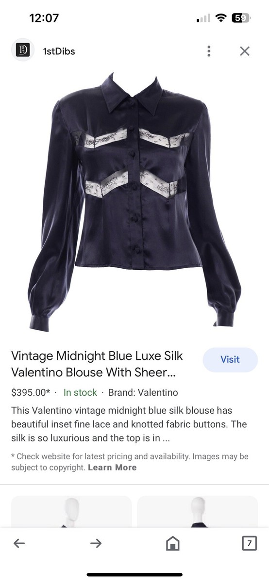 miss miss by valentino　ブラウス Vintage Black Silk Valentino Miss V Blouse With Sheer Lace