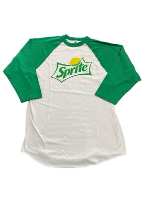 Vintage Y2K Sprite Men s Green Logo 1/4 Sleeve Coca Cola Crew Neck Size L