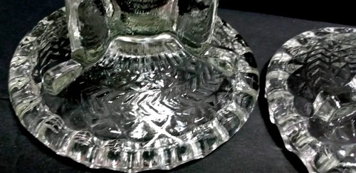 Pair Stars & Laurel Candlesticks Anchor Hocking Candle Holders Glass Vintage - Picture 11 of 14