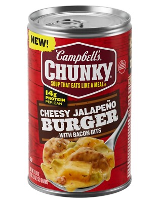 Campbell s Chunky, Cheesy Jalapeño Burger   Bacon   Bits, 18.8 oz (Pack of 3)