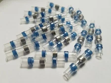 100 pcs BLUE SOLDER AND SEAL HEAT SHRINK BUTT CONNECTORS WIRE SPLICE 16-14 GAUGE