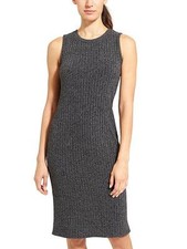 NEW Athleta Rendezvous Dress Medium Charcoal Heather Stretchy Ribbed Midi M $98