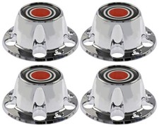 4 New Chrome Wheel Hub Center Caps Set Red For 1980-1996 Ford F150 Bronco Van