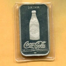 1977 'COCA COLA 75th ANNIV. - CAMPBELLSVILLE, KY.' 1-OZ .999 Silver Bar (WWM-61)